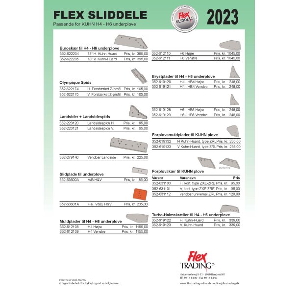 Flex Sliddele - Kuhn H4-H6 Underplove 2023