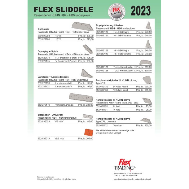 Flex Sliddele - Kuhn HB4-HB6 Underplove 2023