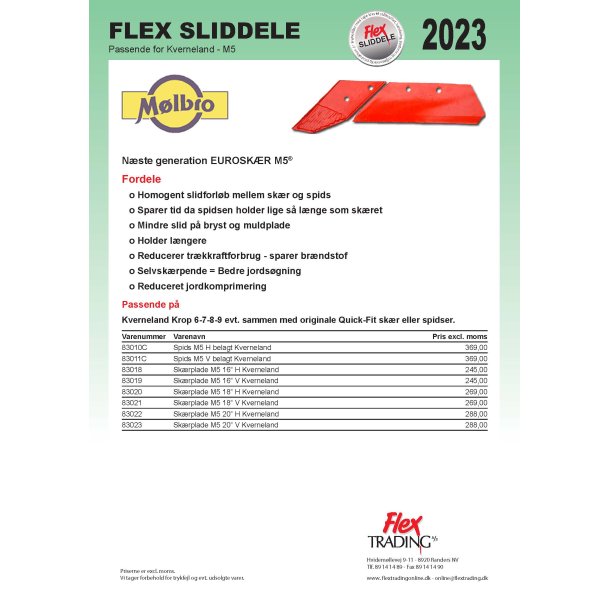 Flex Sliddele - kverneland M5-M7 skr 2023