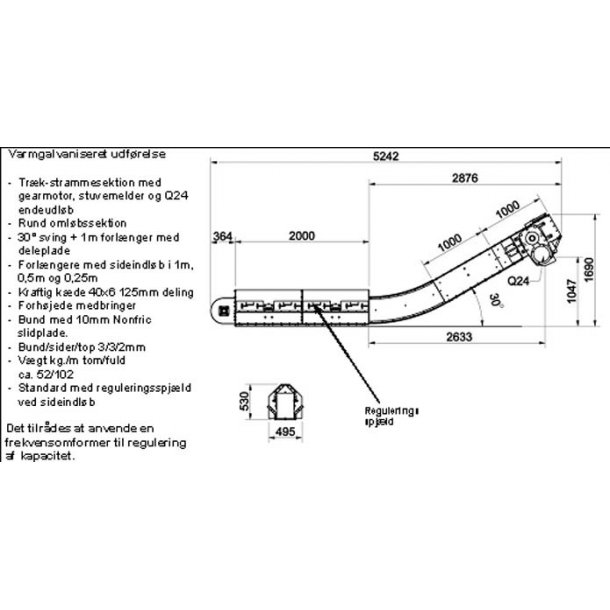 SR60 5,5 m for grav med 30 grader sving